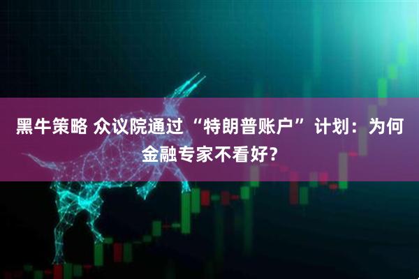 黑牛策略 众议院通过 “特朗普账户” 计划：为何金融专家不看好？